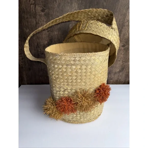 Handmade Nassau Bahamas Woven Tote Bag Handbag Beach Basket Raffia Straw‎ 12"H - Picture 8 of 9